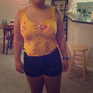 Yellow floral tank top